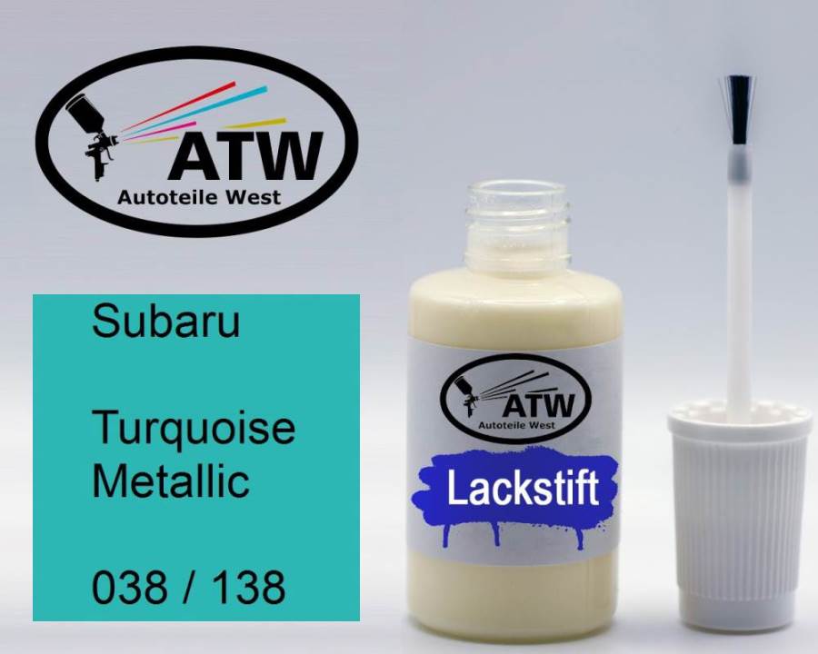 Subaru, Turquoise Metallic, 038 / 138: 20ml Lackstift, von ATW Autoteile West.